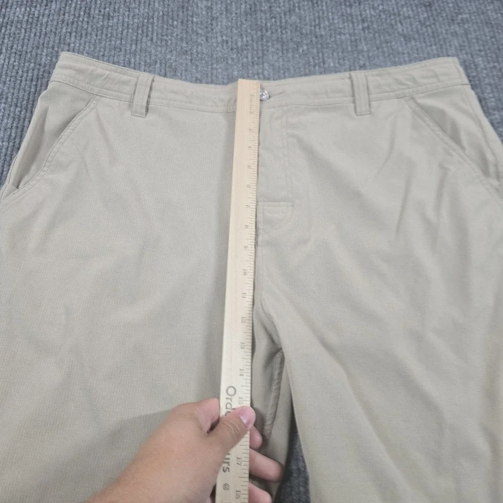 PrAna Shorts Mens 40 Beige Microfiber Chino Stretch Drawstring 8 Inseam Summer